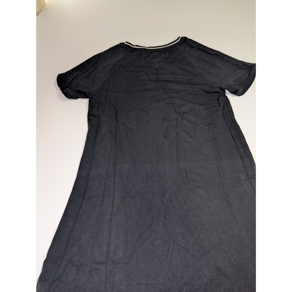 Abercrombie & Fitch Black Short Sleeve T-shirt Dress Size XS Striped Neck‎  Goth - Picture 3 of 3